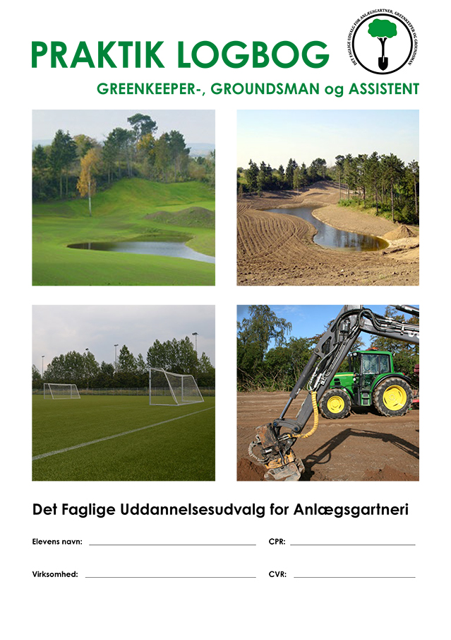 Forsiden af praktiklogbogen for greenkeeper, groundsman og assistent